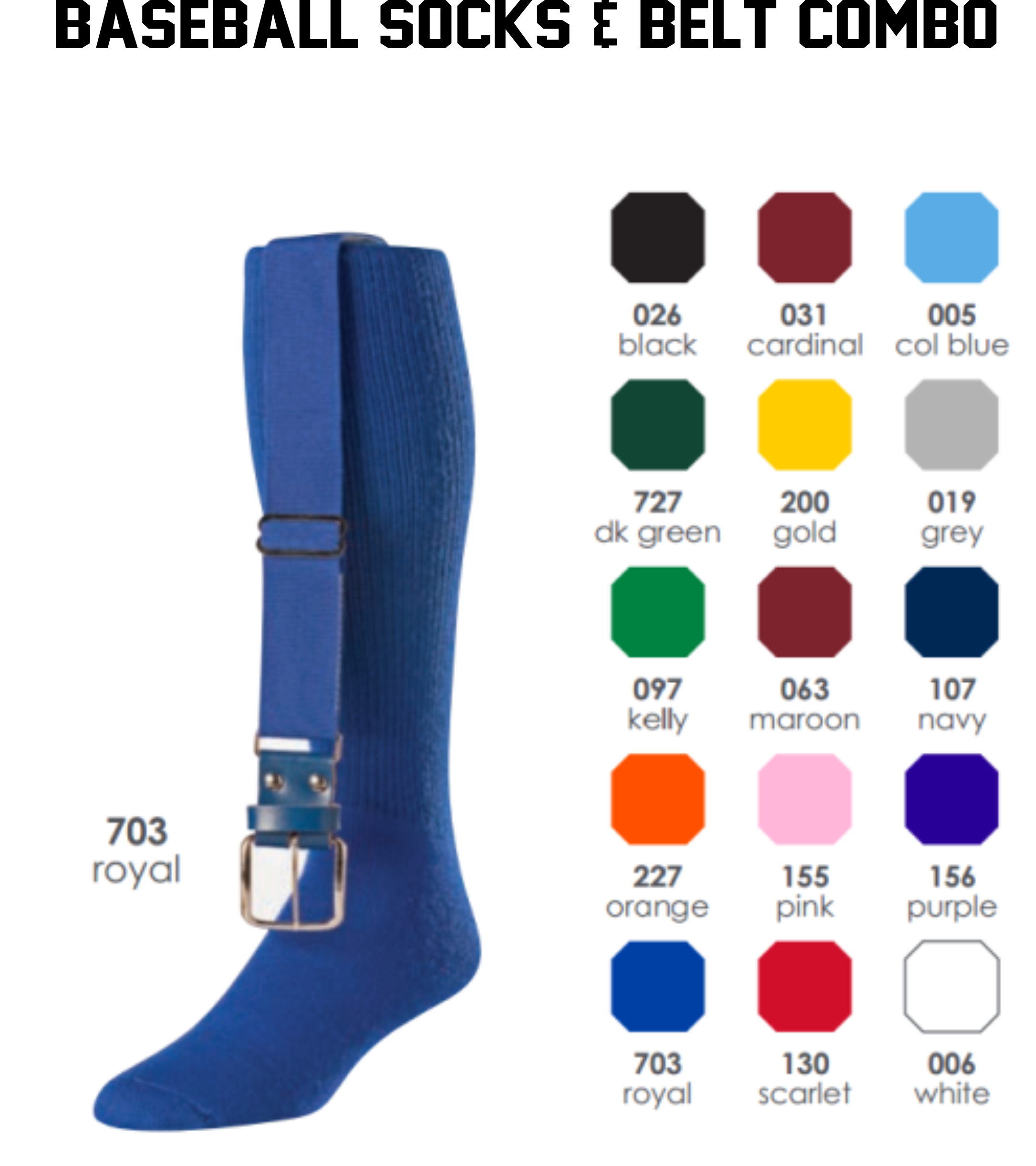 Joes USA Baseball Socks & Belt Combo Set Colors Available 