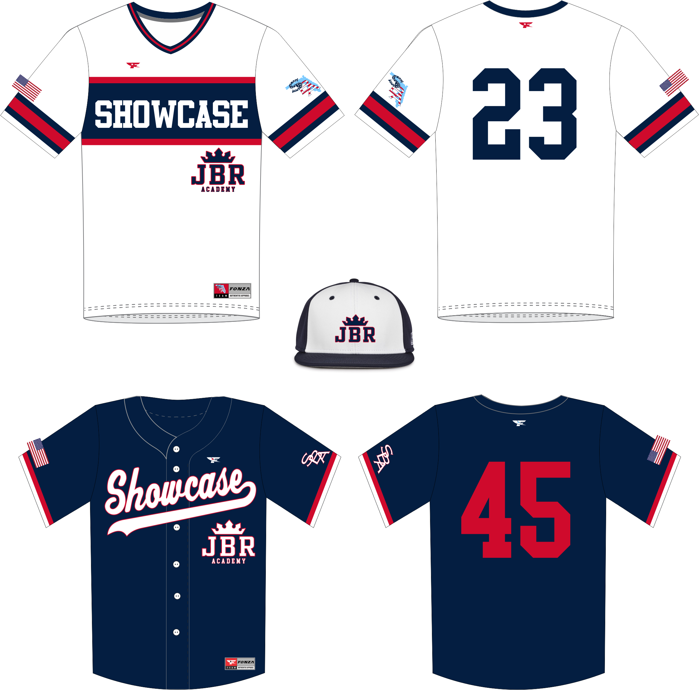 Showcase Baseball Academy Baseball Uniforms JBR Package